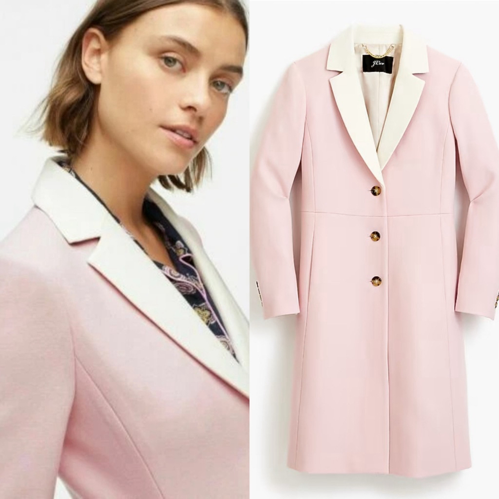 J. Crew New! Double Serge Wool Pink Coat